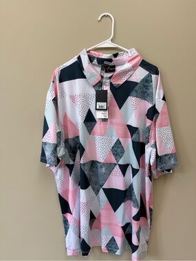 Men's Yatta Golf Polo Shirt - Pink & Black